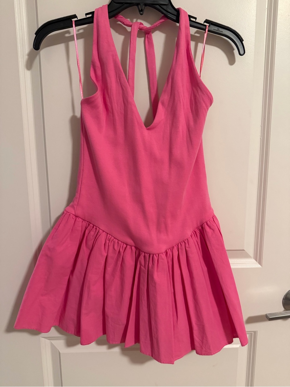Zara Hot Pink Backless Halter Mini Dress